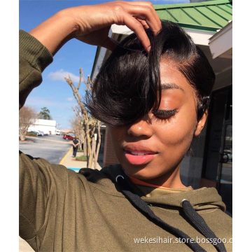 Hot Beauty 13x4 Lace Front Pixie Cut Short Curly Bob Wig Preplucked Brazilian Remy Human Hair Extensions Wigs For Black Women